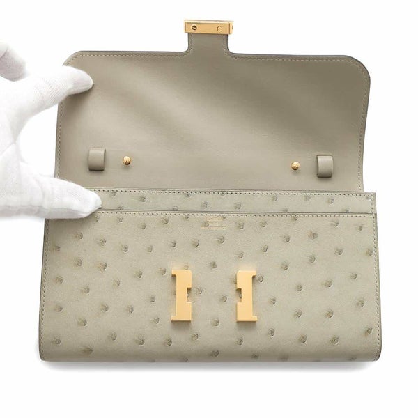 エルメス 長財布 コンスタンス トゥーゴー ロング セージ/ゴールド金具 オーストリッチ U刻印 財布
