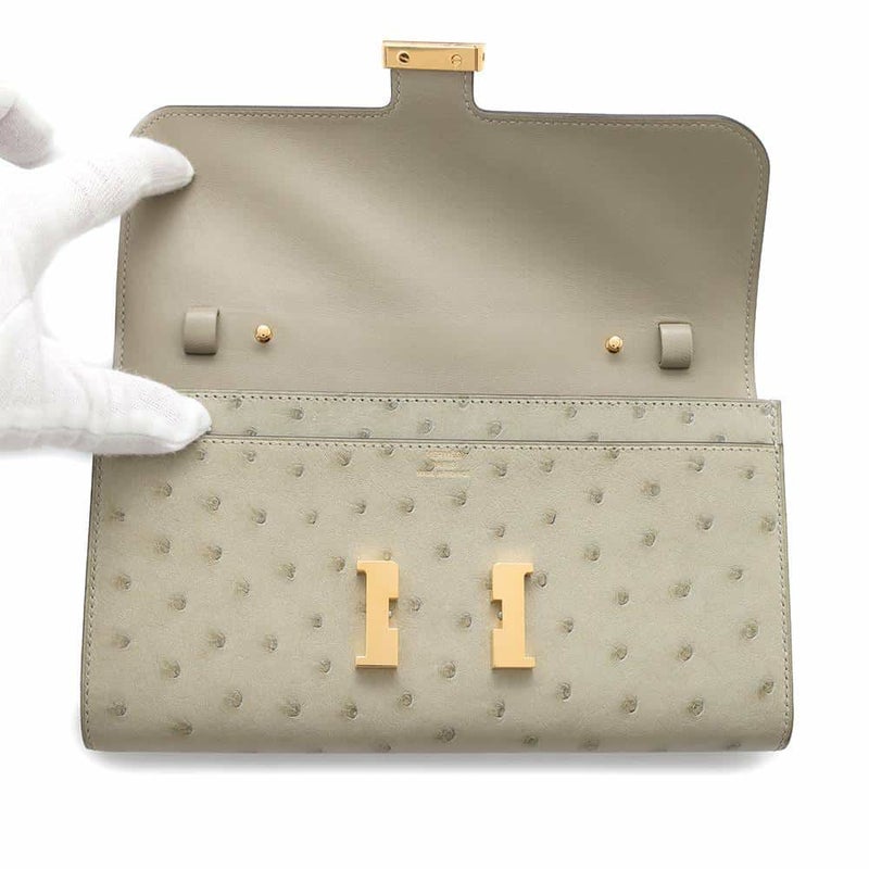 エルメス 長財布 コンスタンス トゥーゴー ロング セージ/ゴールド金具 オーストリッチ U刻印 財布