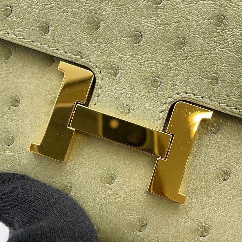 エルメス 長財布 コンスタンス トゥーゴー ロング セージ/ゴールド金具 オーストリッチ U刻印 財布
