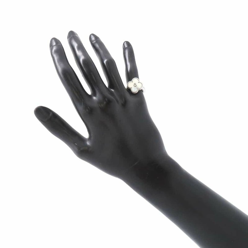 ヴァンクリーフ&アーペル リング ヴィンテージ アルハンブラ リング マザーオブパール ダイヤ 1P 0.05ct K18WG サイズ49 VCARF48900