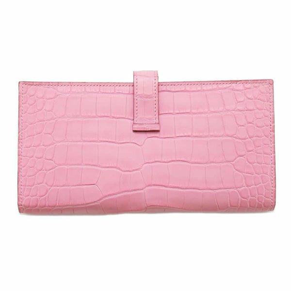 エルメス 長財布 ベアンスフレ ローズバブルガム/シルバー金具 アリゲーターマット D刻印