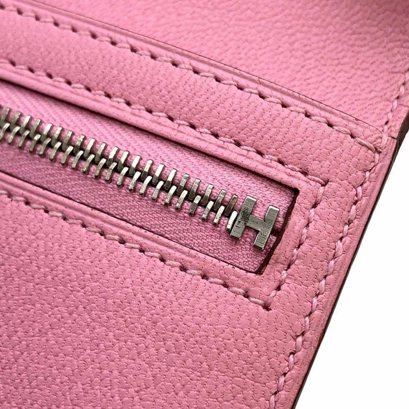 エルメス 長財布 ベアンスフレ ローズバブルガム/シルバー金具 アリゲーターマット D刻印