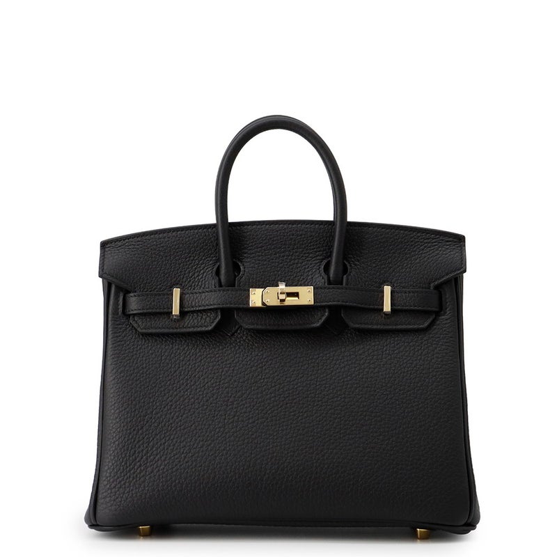 エルメス バーキン25 ブラック/シャンパンゴールド金具 トゴ K刻印 HERMES Birkin ハンドバッグ 黒