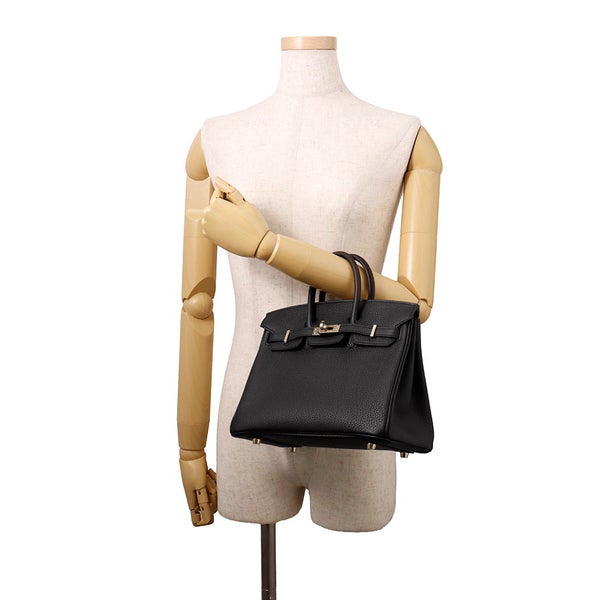 エルメス バーキン25 ブラック/シャンパンゴールド金具 トゴ K刻印 HERMES Birkin ハンドバッグ 黒