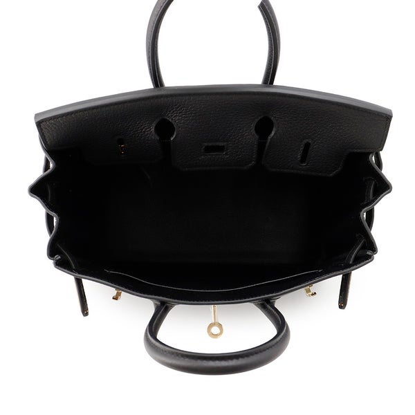 エルメス バーキン25 ブラック/シャンパンゴールド金具 トゴ K刻印 HERMES Birkin ハンドバッグ 黒