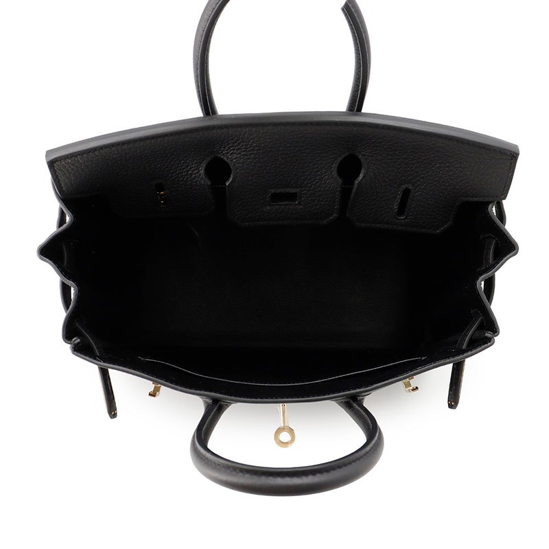 エルメス バーキン25 ブラック/シャンパンゴールド金具 トゴ K刻印 HERMES Birkin ハンドバッグ 黒