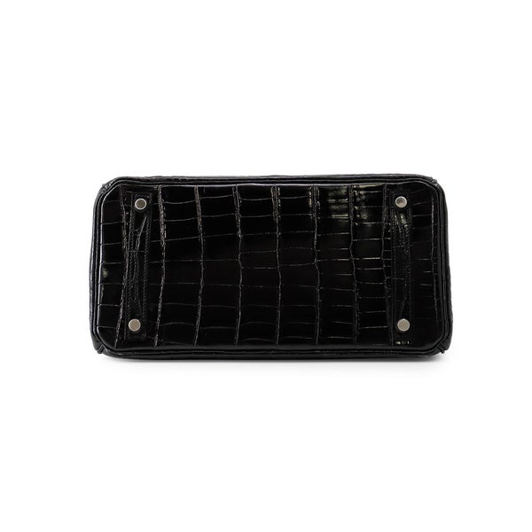 エルメス バーキン30 ブラック/シルバー金具 ニロティカスシャイン □L刻印 HERMES Birkin ハンドバッグ 黒