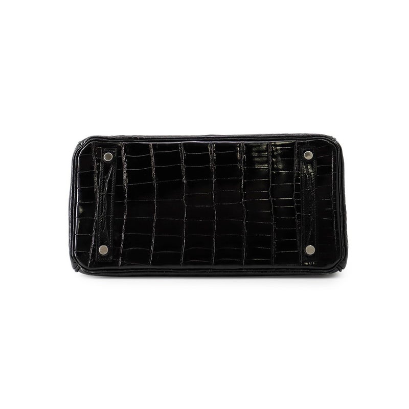 エルメス バーキン30 ブラック/シルバー金具 ニロティカスシャイン □L刻印 HERMES Birkin ハンドバッグ 黒