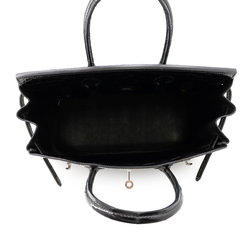 エルメス バーキン30 ブラック/シルバー金具 ニロティカスシャイン □L刻印 HERMES Birkin ハンドバッグ 黒