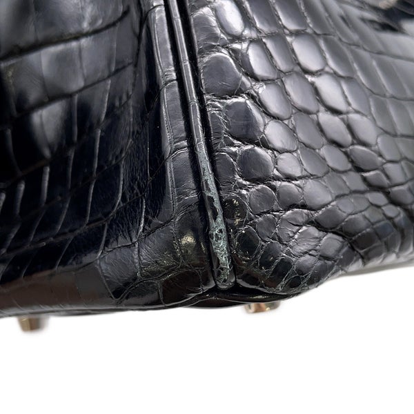 エルメス バーキン30 ブラック/シルバー金具 ニロティカスシャイン □L刻印 HERMES Birkin ハンドバッグ 黒