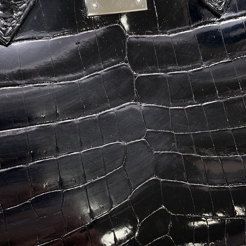 エルメス バーキン30 ブラック/シルバー金具 ニロティカスシャイン □L刻印 HERMES Birkin ハンドバッグ 黒