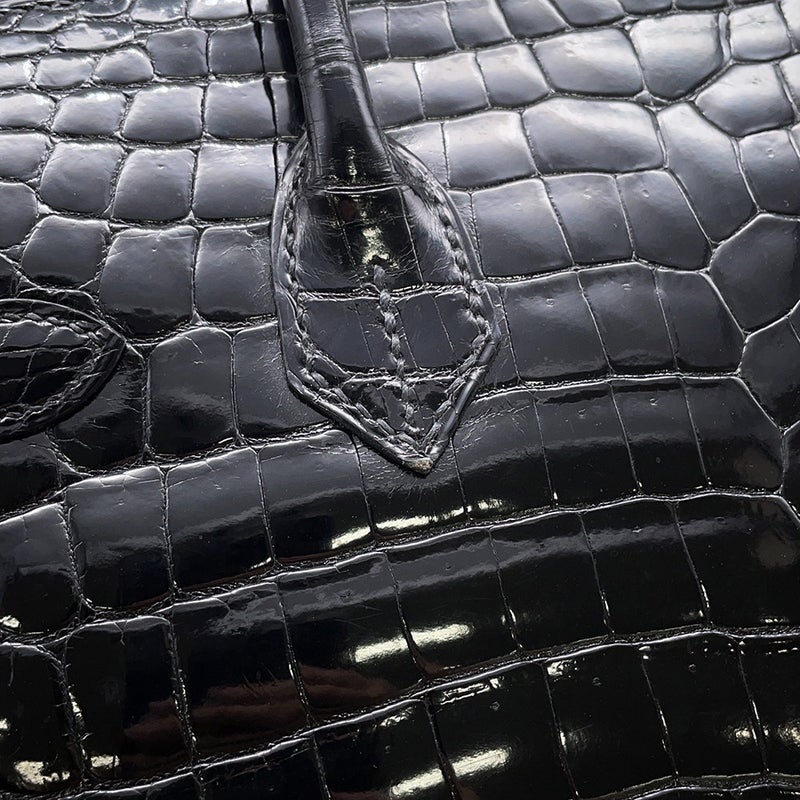 エルメス バーキン30 ブラック/シルバー金具 ニロティカスシャイン □L刻印 HERMES Birkin ハンドバッグ 黒