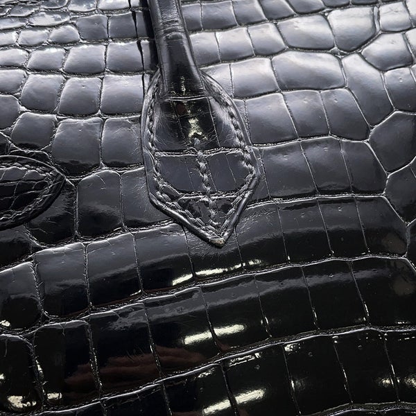 エルメス バーキン30 ブラック/シルバー金具 ニロティカスシャイン □L刻印 HERMES Birkin ハンドバッグ 黒