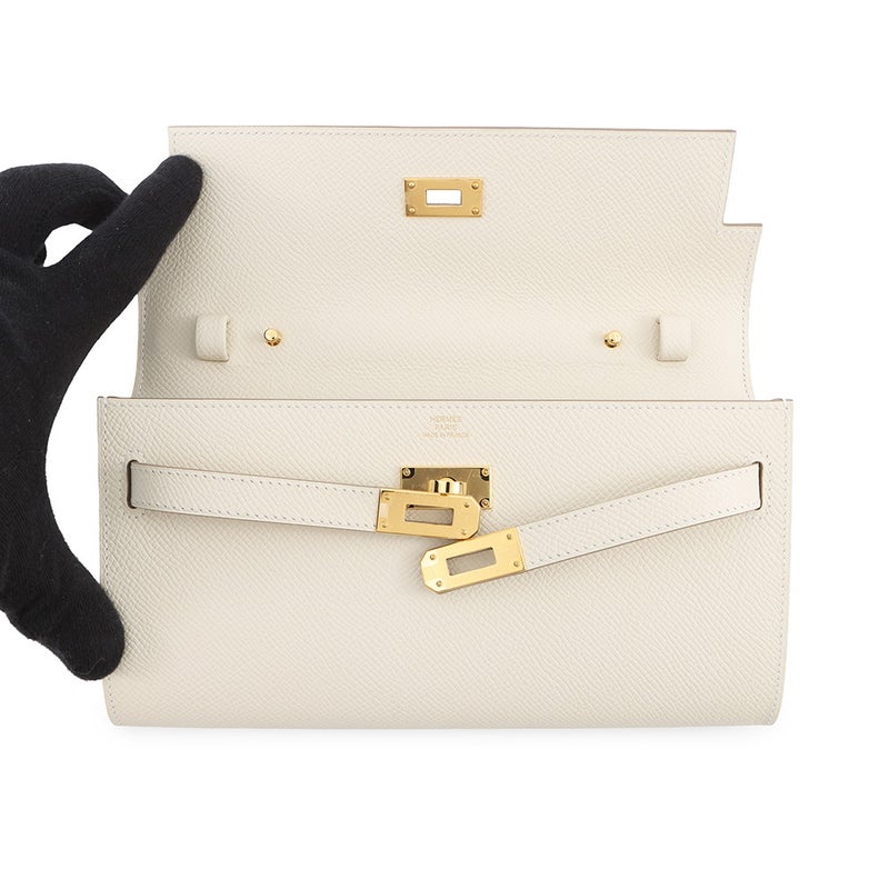 エルメス ケリーウォレット ロング トゥーゴー クレ/ゴールド金具 エプソン K刻印 財布