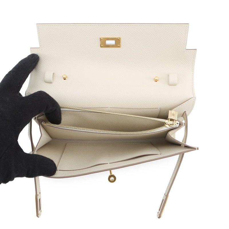 エルメス ケリーウォレット ロング トゥーゴー クレ/ゴールド金具 エプソン K刻印 財布