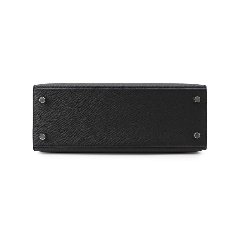 エルメス ハンドバッグ ケリー25 外縫い ブラック/シルバー金具 エプソン G刻印 ２wayショルダー 黒