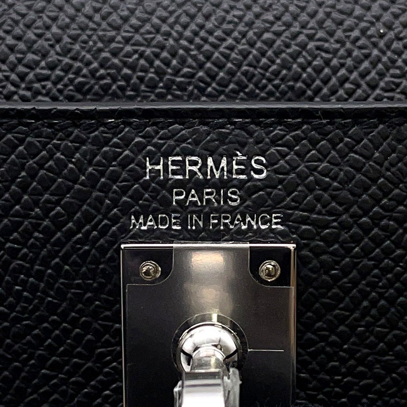 エルメス ハンドバッグ ケリー25 外縫い ブラック/シルバー金具 エプソン G刻印 ２wayショルダー 黒