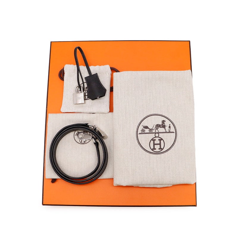 エルメス ハンドバッグ ケリー25 外縫い ブラック/シルバー金具 エプソン G刻印 ２wayショルダー 黒