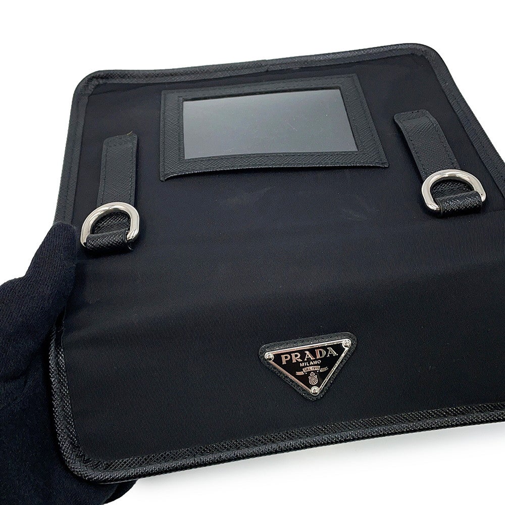 【中古】PRADA プラダ 2ZH108 トライアングルロゴ スマホケース Re-Nylon ブラック 黒 ナイロン ショルダーバッグ スマートフォンケース 斜め掛け ミニバッグ コンパクト A2601436 【無料ギフトラッピング承ります】 PRADA（プラダ） スマートフォンケース 2ZH108 2DMH メンズ レディース