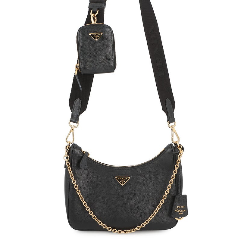プラダ ショルダーバッグ Re-Edition 2005 サフィアーノレザー 1BH204 PRADA 2wayバッグ 黒