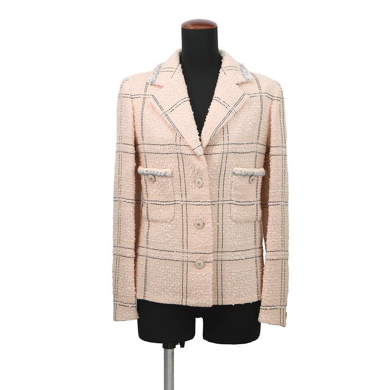 シャネル ジャケット ノーカラー ツイード ココボタン レディースサイズ34 P71173 CHANEL アウター