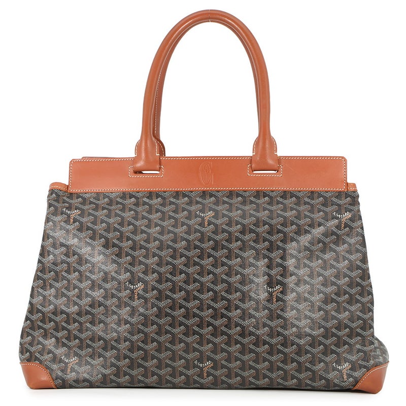 ゴヤール トートバッグ ベルシャスMM PVC レザー GOYARD 黒 ブラウン ヘリンボーン