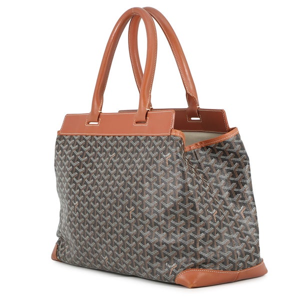 ゴヤール トートバッグ ベルシャスMM PVC レザー GOYARD 黒 ブラウン ヘリンボーン