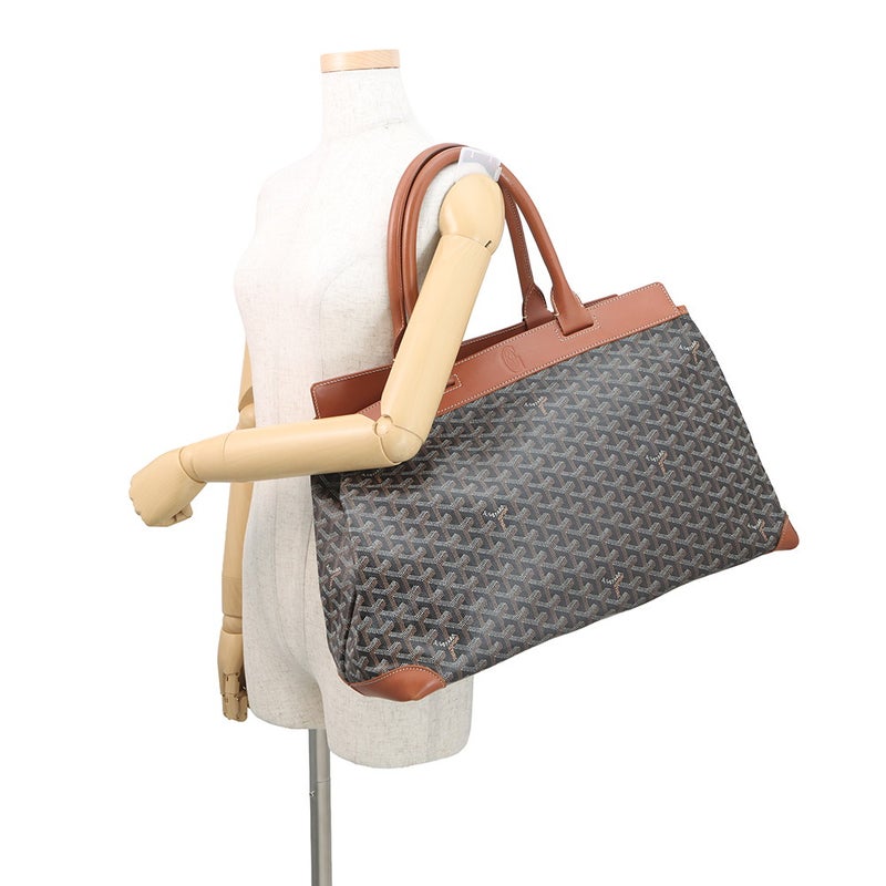 ゴヤール トートバッグ ベルシャスMM PVC レザー GOYARD 黒 ブラウン ヘリンボーン