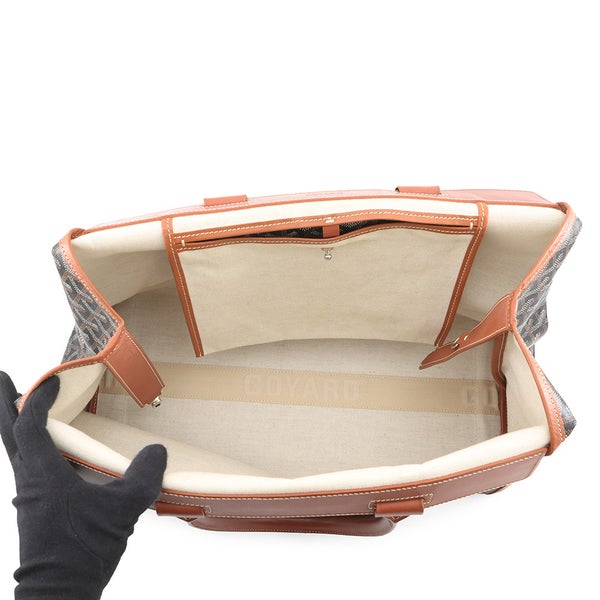 ゴヤール トートバッグ ベルシャスMM PVC レザー GOYARD 黒 ブラウン ヘリンボーン