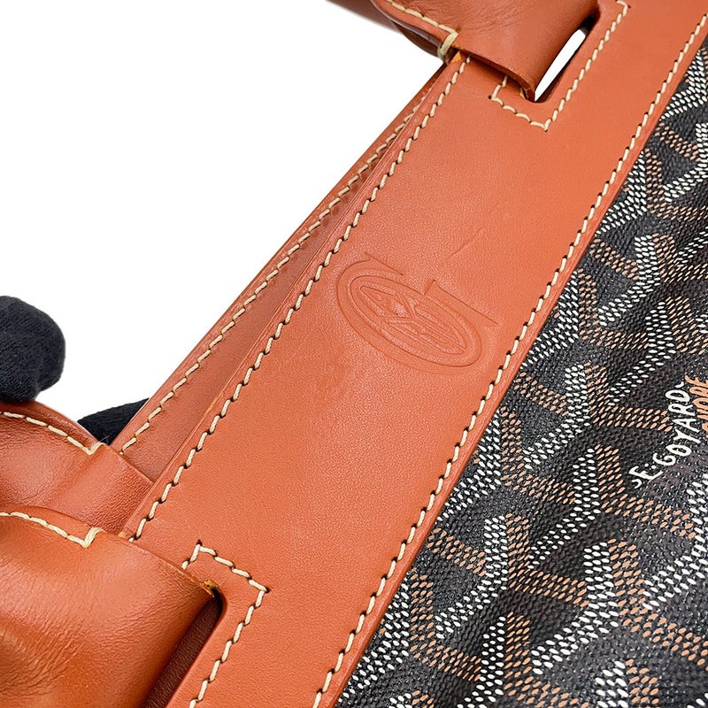 ゴヤール トートバッグ ベルシャスMM PVC レザー GOYARD 黒 ブラウン ヘリンボーン