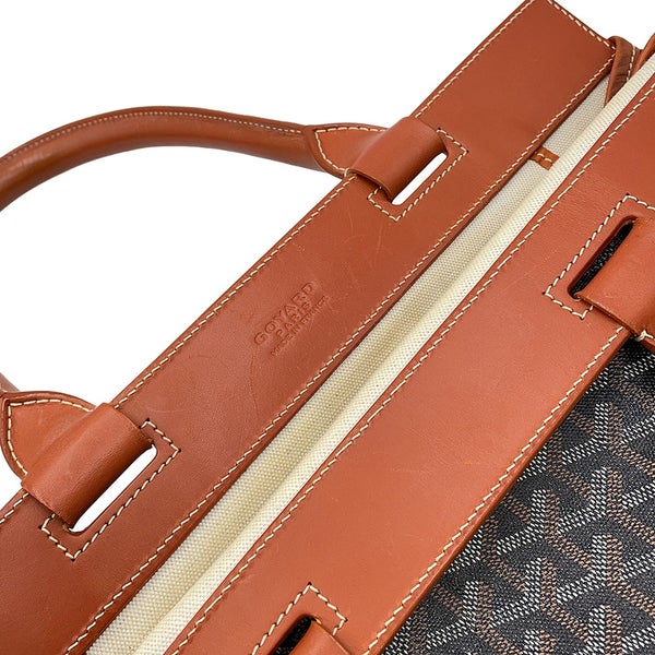 ゴヤール トートバッグ ベルシャスMM PVC レザー GOYARD 黒 ブラウン ヘリンボーン