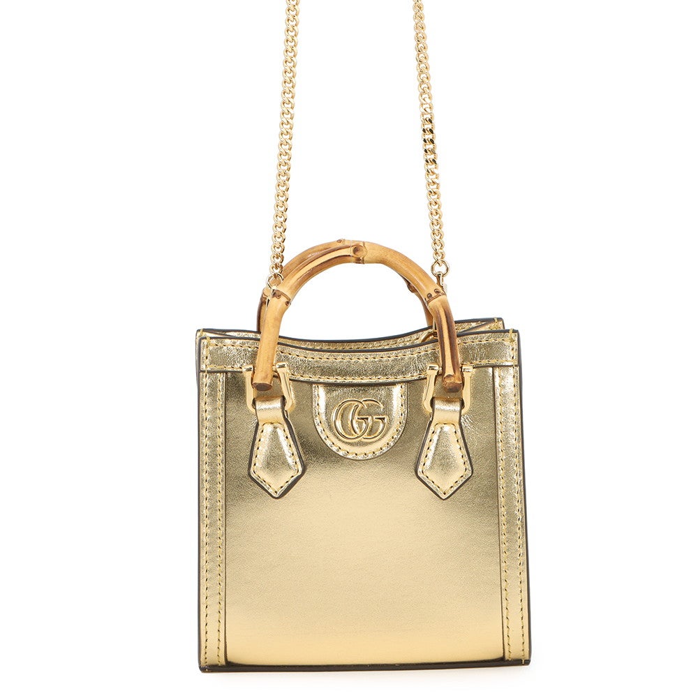 GUCCI グッチ ハンドバッグ レザー ゴールド金具 グッチ ハンドバッグ ダイアナ ナノ レザー ダブルG 760251 GUCCI