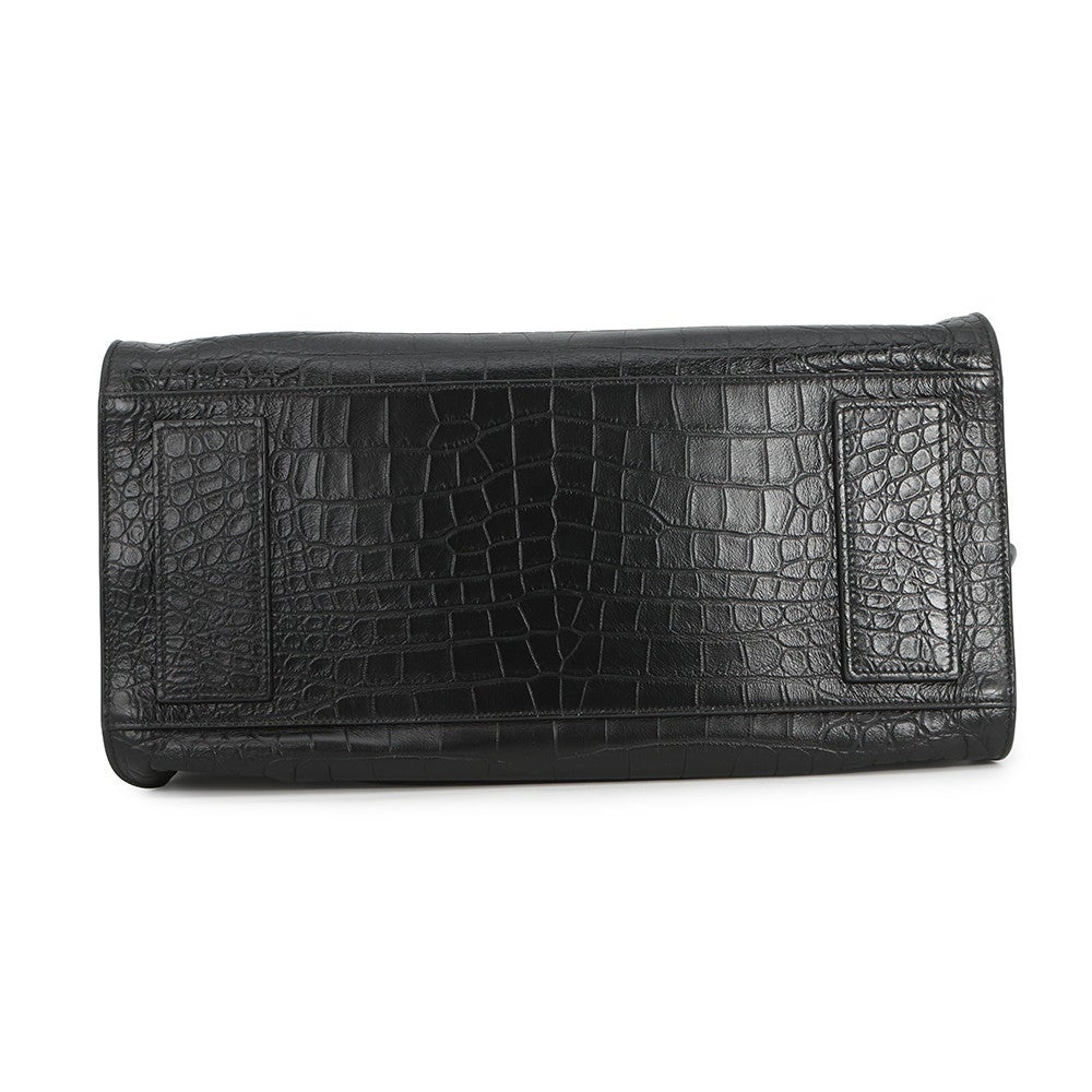 ル*フ様 SAINT LAURENT ブラック トートバッグクロコ型押し Yves Saint Laurent イヴサンローラン ハンドバッグ クロコ型押し