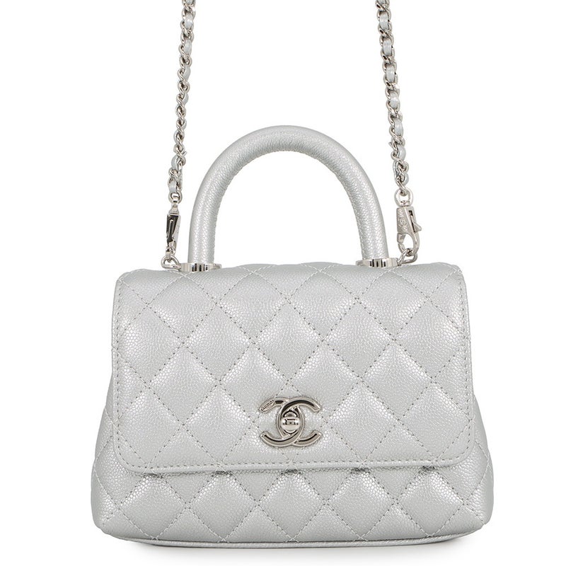 シャネル ハンドバッグ ココマーク トップハンドル マトラッセ キャビアスキン XXS AS2215 2wayショルダー ココハンドル