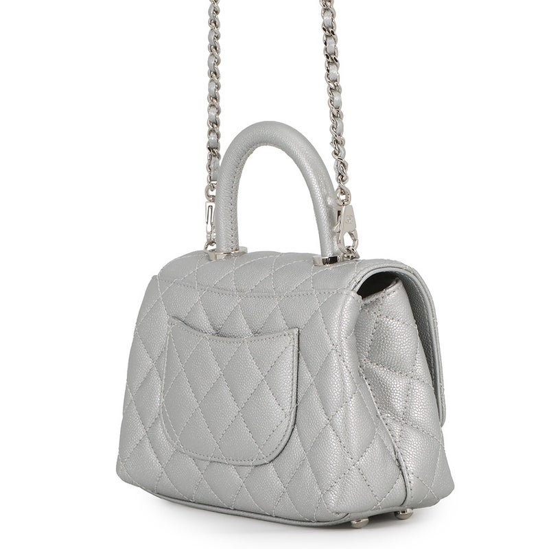 シャネル ハンドバッグ ココマーク トップハンドル マトラッセ キャビアスキン XXS AS2215 2wayショルダー ココハンドル