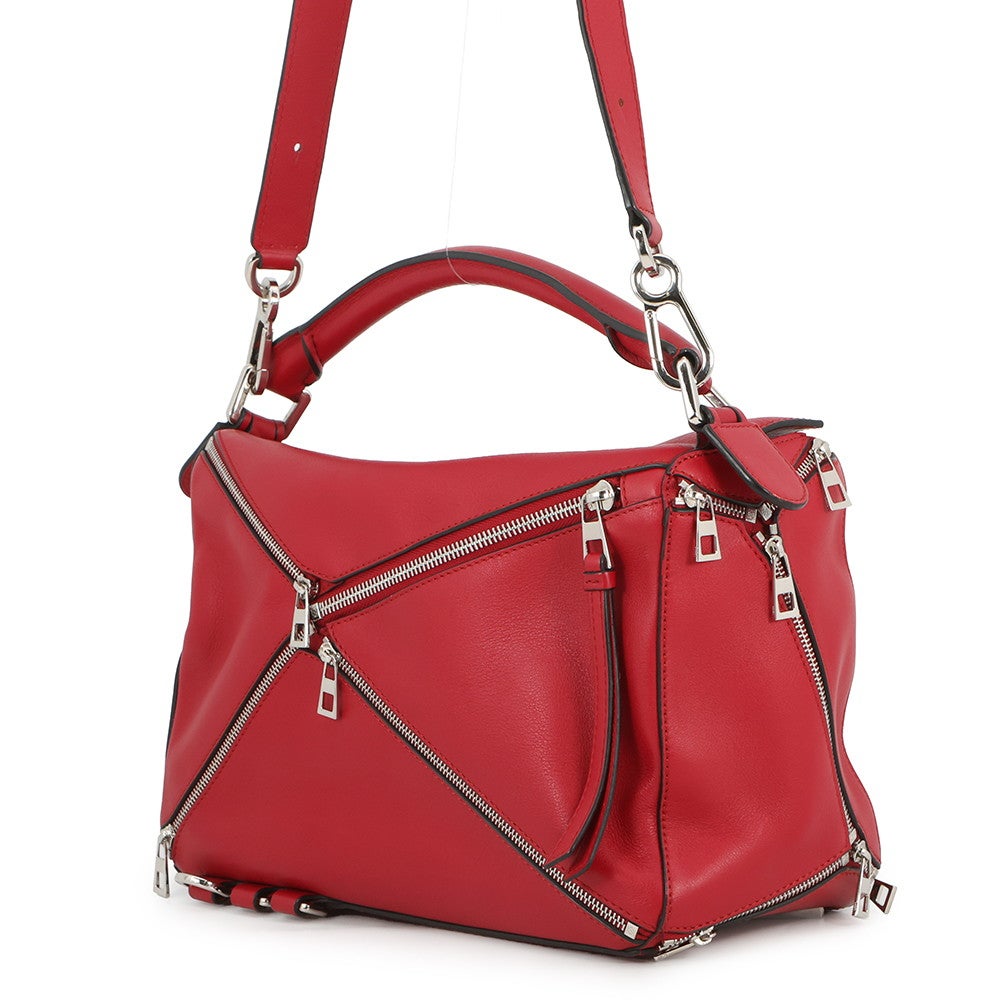 美品　LOEWE(ロエベ)　赤　ハンドバッグ パーティーバッグ ロエベ ハンドバッグ パズルバッグ ミディアム 326.30.K74 LOEWE 2way
