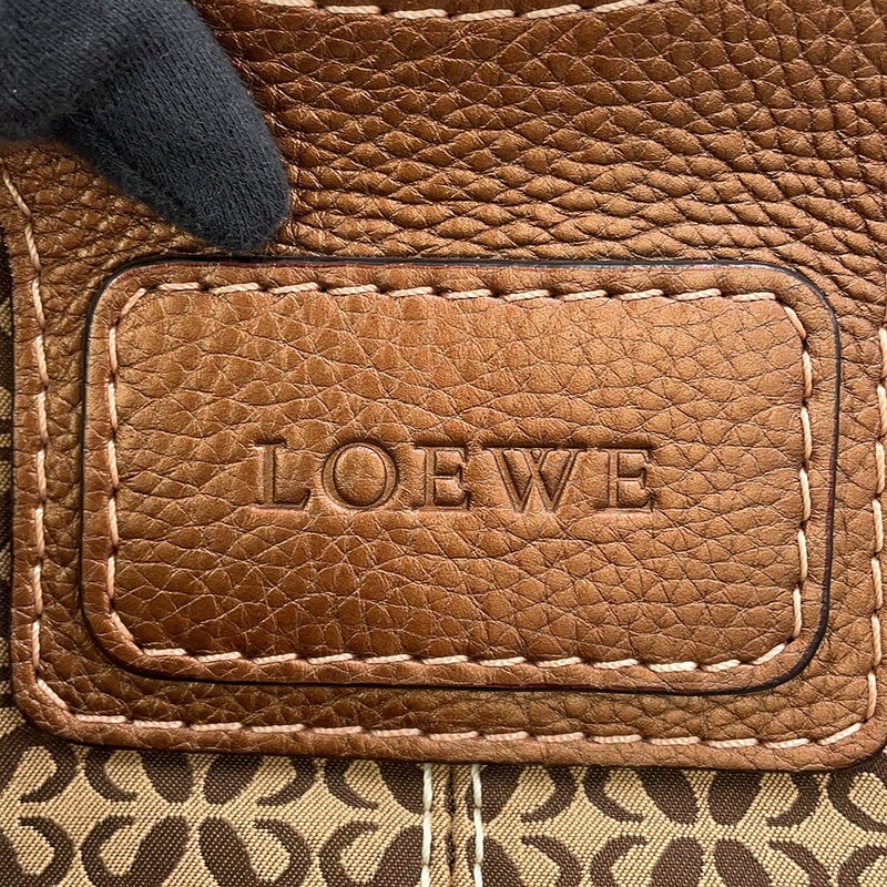 ロエベ ハンドバッグ ニューロード リピート アナグラム ワンショルダー キャンバス レザー LOEWE