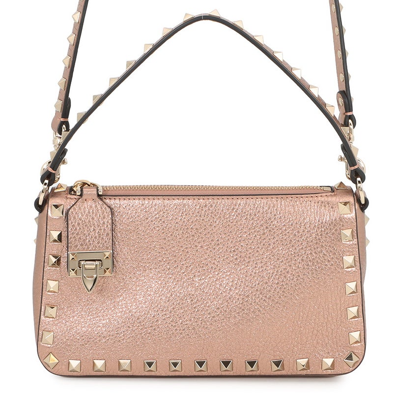 ヴァレンティノ ハンドバッグ ロックスタッズ スモール ラミネートグレインカーフレザー 8W2B0J47FQE VALENTINO 2way