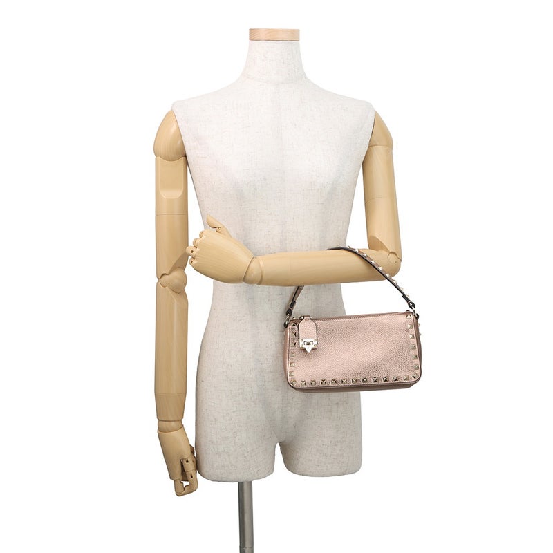 ヴァレンティノ ハンドバッグ ロックスタッズ スモール ラミネートグレインカーフレザー 8W2B0J47FQE VALENTINO 2way