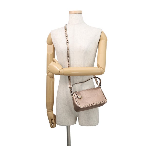 ヴァレンティノ ハンドバッグ ロックスタッズ スモール ラミネートグレインカーフレザー 8W2B0J47FQE VALENTINO 2way