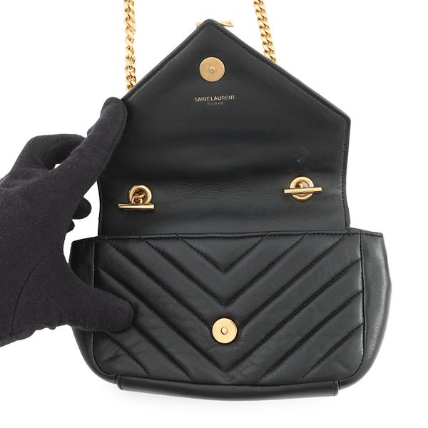 サンローランパリ チェーンショルダーバッグ ベイビーチャイ レザー 399289 SAINT LAURENT PARIS 黒