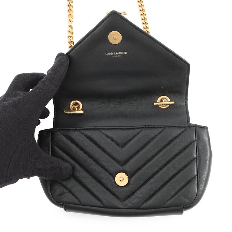 サンローランパリ チェーンショルダーバッグ ベイビーチャイ レザー 399289 SAINT LAURENT PARIS 黒