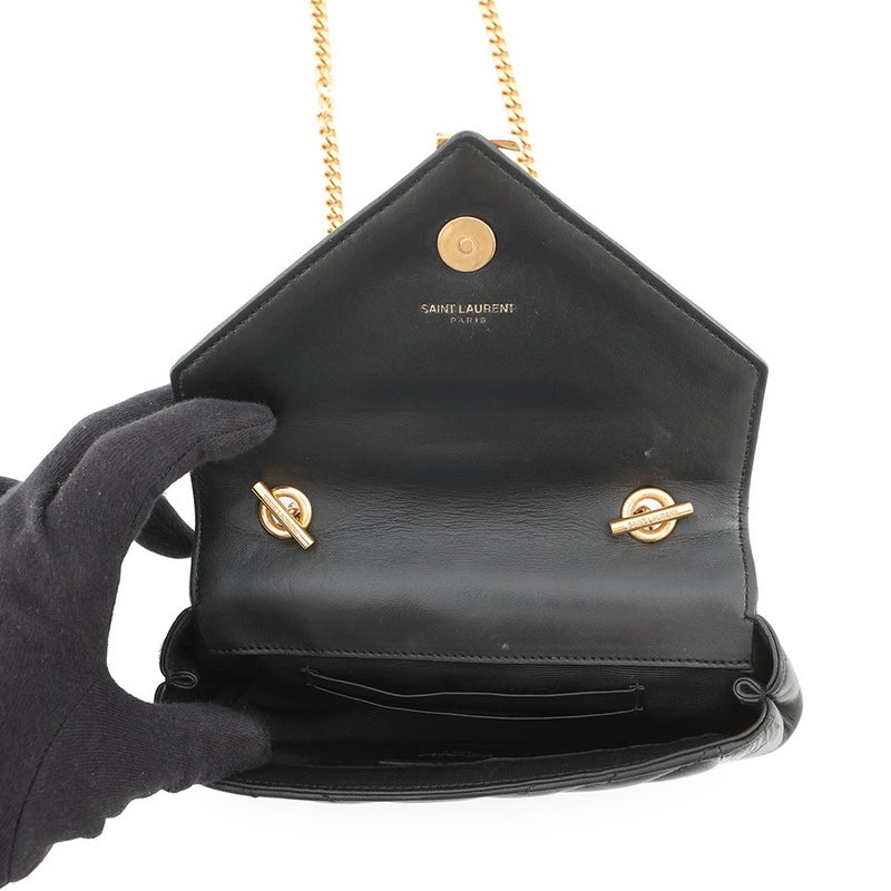 サンローランパリ チェーンショルダーバッグ ベイビーチャイ レザー 399289 SAINT LAURENT PARIS 黒