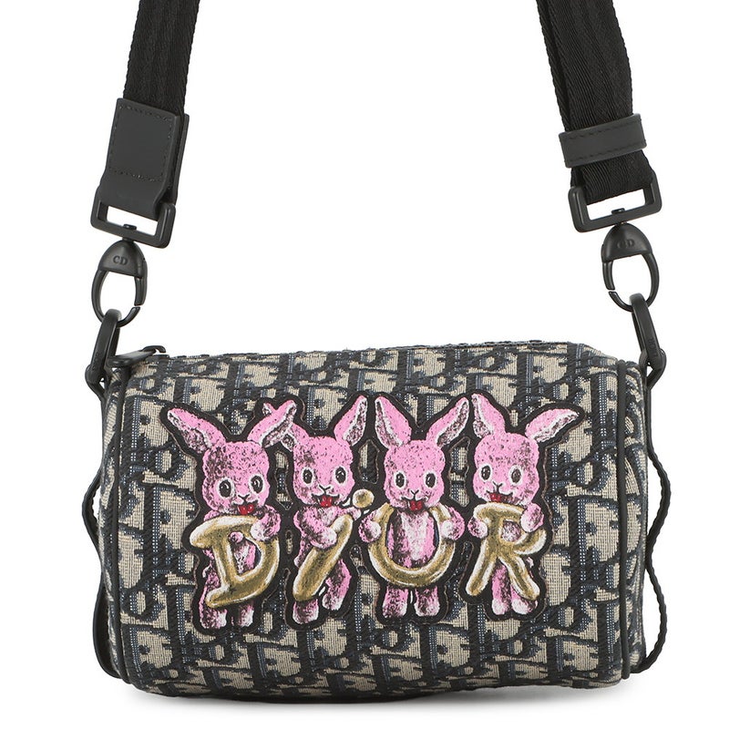 クリスチャン・ディオール ショルダーバッグ オブリーク ラビット キッズ ミニ ローラー M9916SNHO Christian Dior 黒