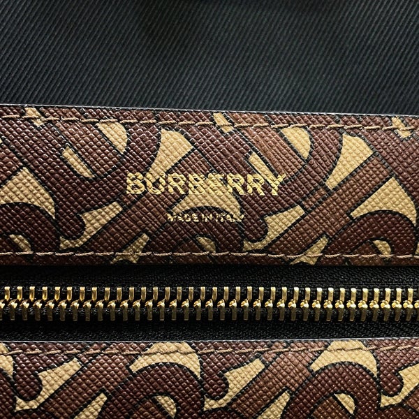 バーバリー トートバッグ TBモノグラム ストライプ Eキャンバス PVC レザー BURBERRY