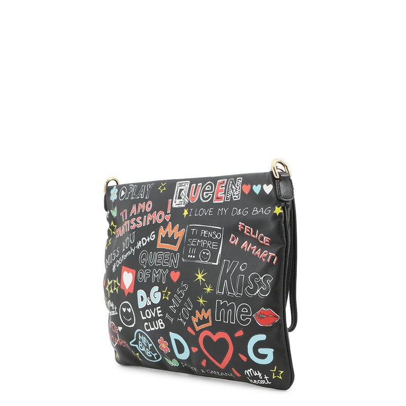 ドルチェ&ガッバーナ クラッチバッグ CLEO グラフィティ レザー DOLCE&GABBANA 黒 2way