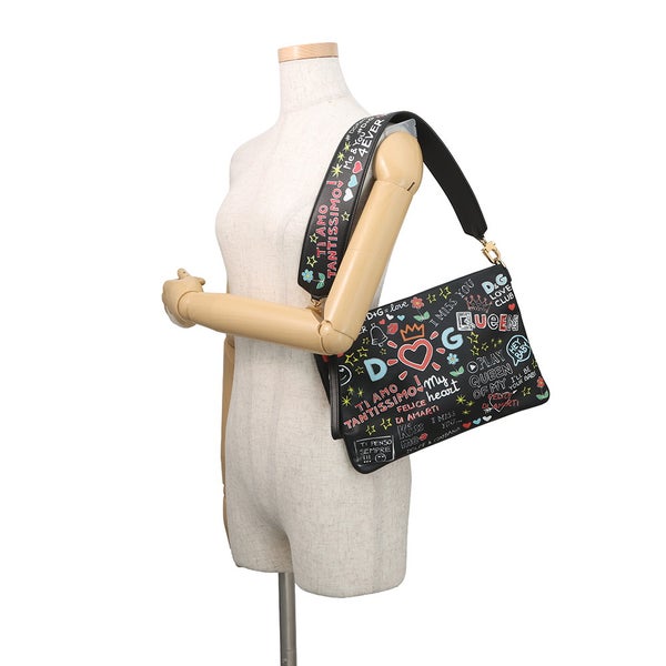 ドルチェ&ガッバーナ クラッチバッグ CLEO グラフィティ レザー DOLCE&GABBANA 黒 2way