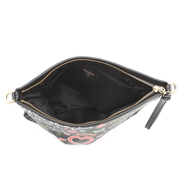 ドルチェ&ガッバーナ クラッチバッグ CLEO グラフィティ レザー DOLCE&GABBANA 黒 2way