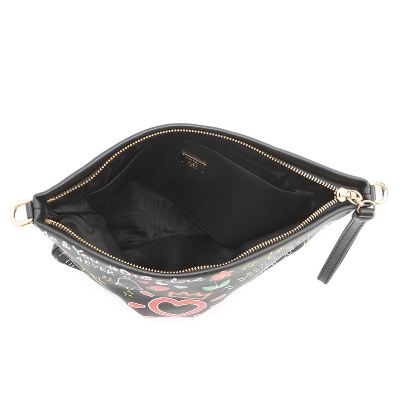 ドルチェ&ガッバーナ クラッチバッグ CLEO グラフィティ レザー DOLCE&GABBANA 黒 2way
