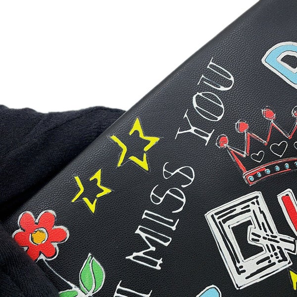 ドルチェ&ガッバーナ クラッチバッグ CLEO グラフィティ レザー DOLCE&GABBANA 黒 2way